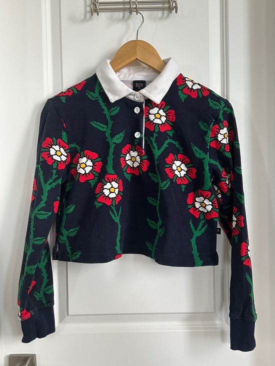 Rowing Blazers Tops - Rowing Blazers for Target Knit Navy Polo with Multicolor Floral